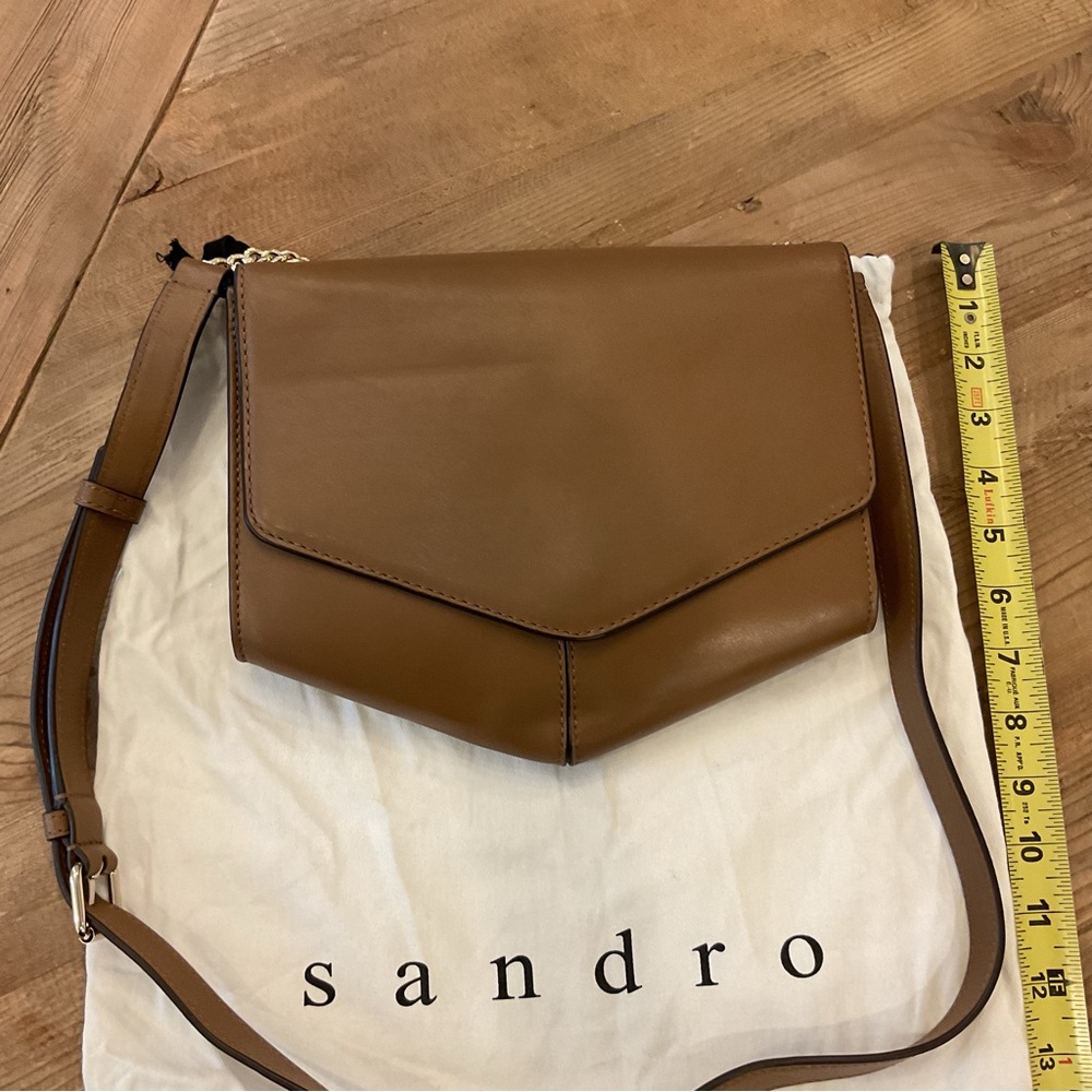 Sandro Paris Envelope Crossbody Bag Cognac Leather Gold Chain‎ – NWT - Picture 11 of 12